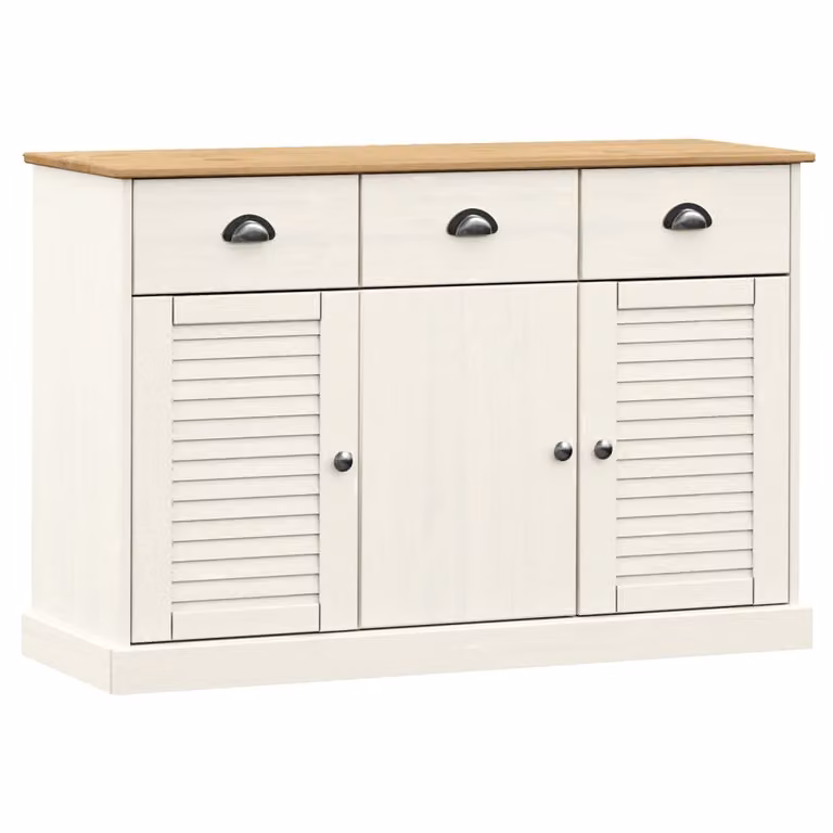 Credenza Cassetti VIGO 113x40x75 cm Legno Massello Pino Bianco