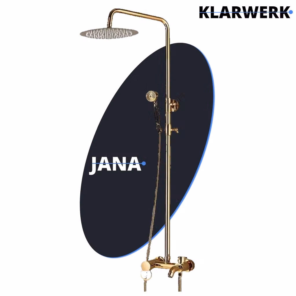 JANA Set doccia premium in acciaio inox oro lucido con doccia a pioggia e doccetta manuale – 2