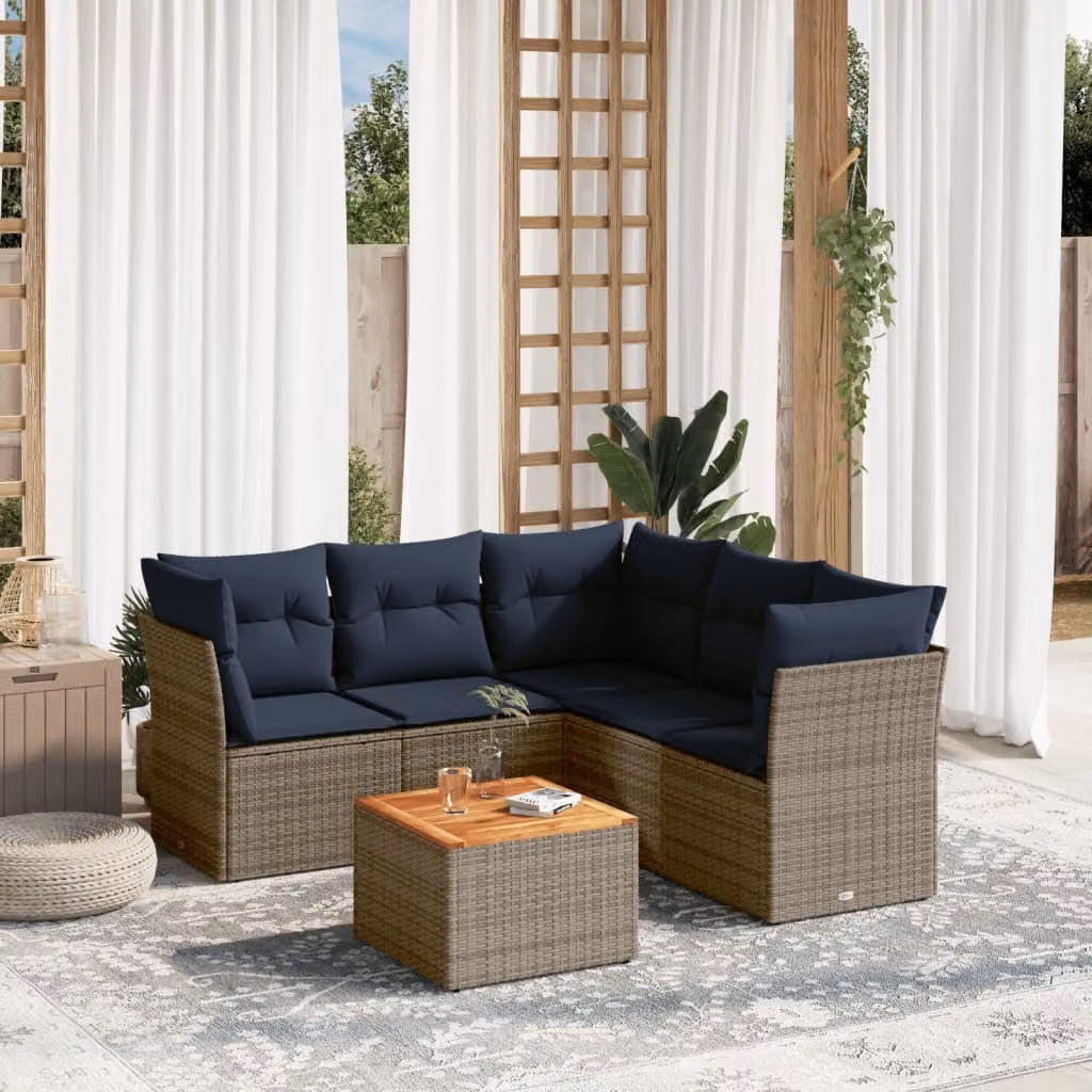Maison Exclusive - Set Divani da Giardino 6 pz con Cuscini Grigio in Polyrattan
