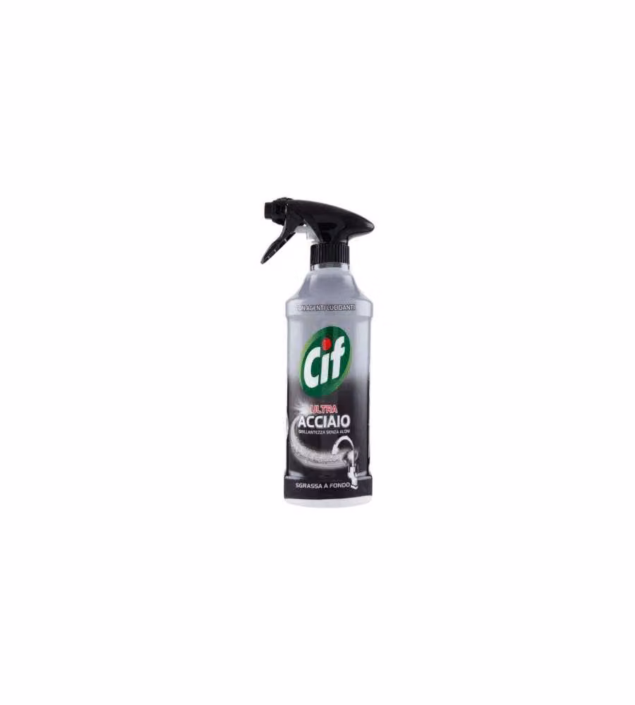 Cif Spray Ultra Acciaio 500 ml - Sgrassatore per Superfici in Acciaio Bianco