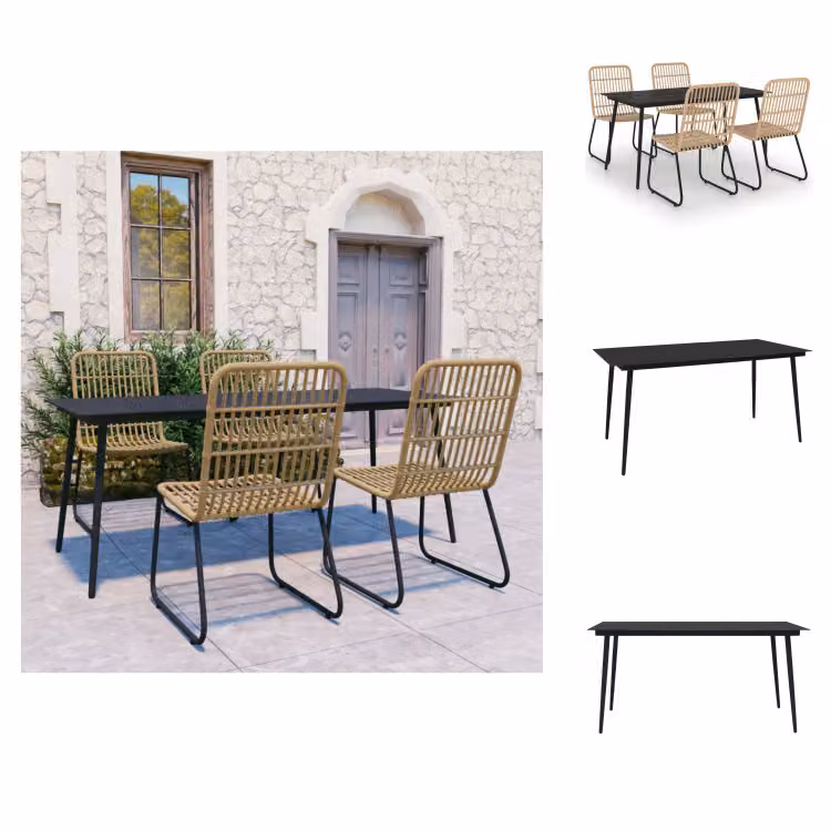 vidaXL Set da pranzo da giardino 5 pezzi in rattan e vetro - Set di mobili da giardino