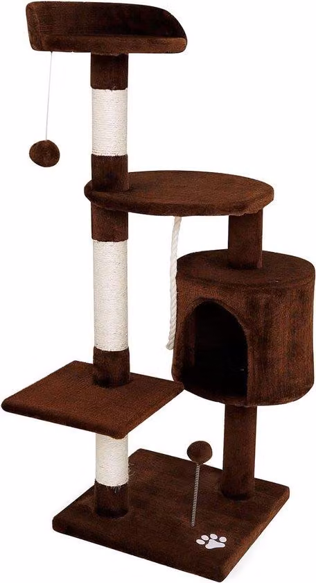 Torre tiragraffi per gatti con casetta, grande