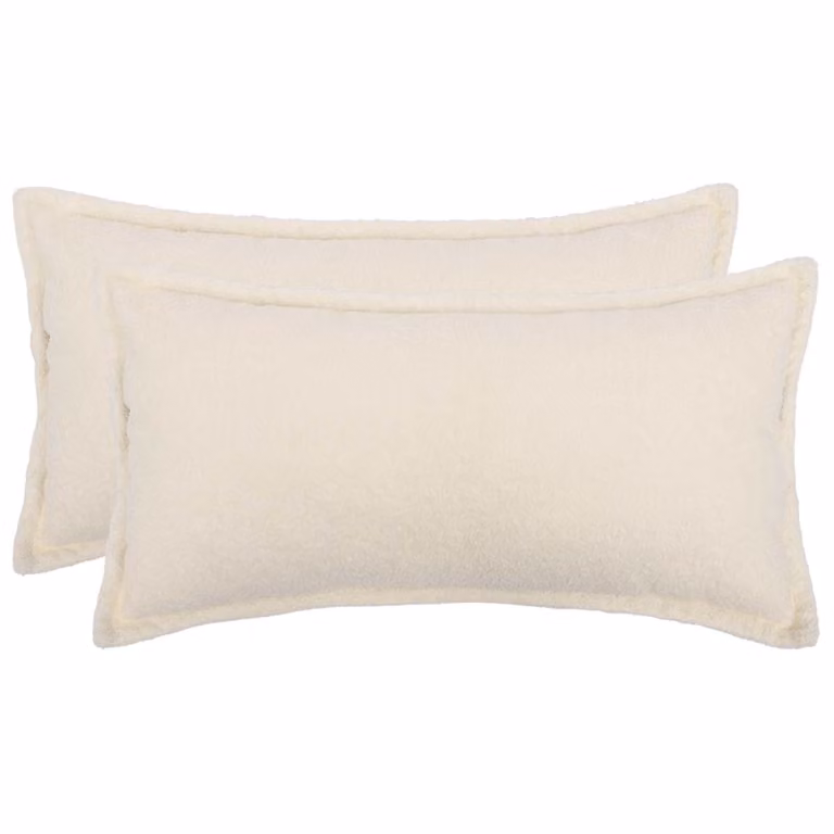 Set di 2 federe vidaXL HOUTEN in tessuto bouclé color beige e bianco, L 80 x P 40 cm