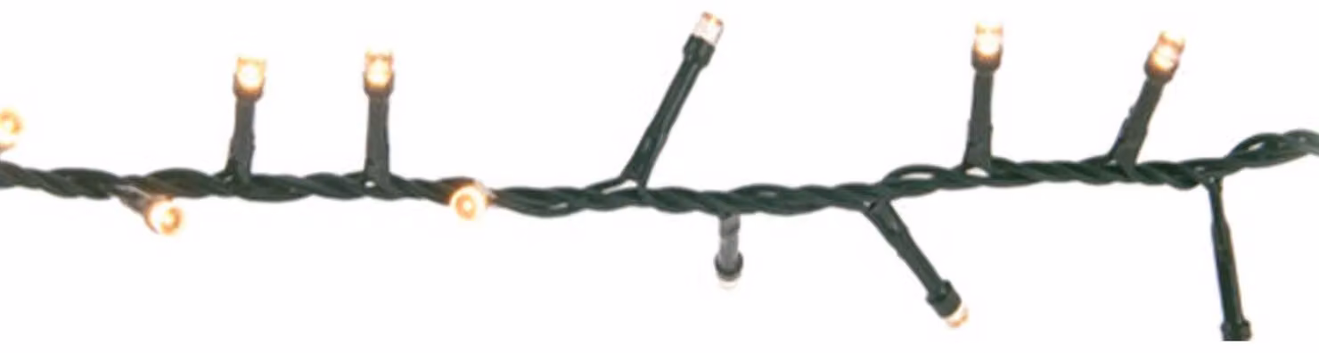 Catena luminosa a LED, 1250 LED di colore bianco caldo intenso, 25 metri, con timer