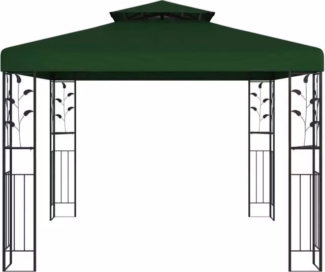 Gazebo | Pergolato 3 x 3 x 2,68 m Verde Poliestere e Acciaio