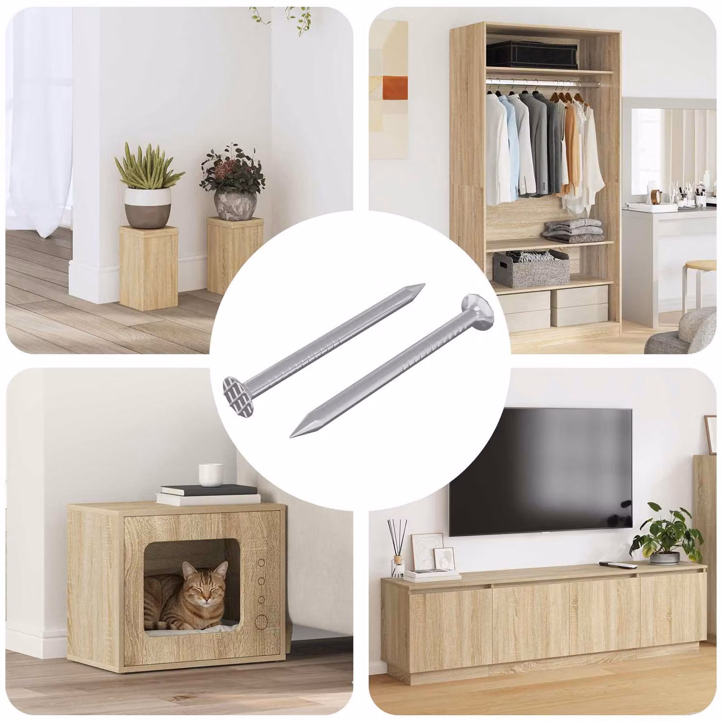 Set di 2 viti vidaXL in acciaio zincato argento Ø 5 x 40 mm per truciolato con esagono interno