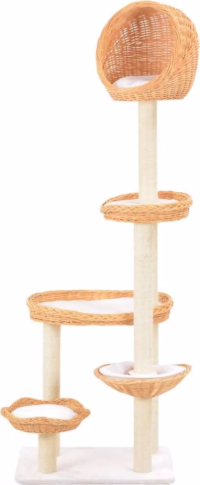 Albero per Gatti con Tiragraffi in Legno di Salice Naturale