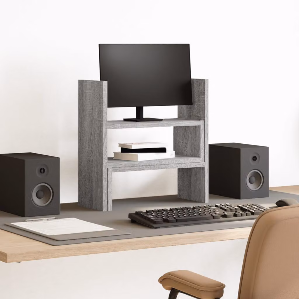 Organizer da scrivania vidaXL multi scomparto in legno, Grigio Sonoma, L: 40 cm, P: 17 cm, H: 41 cm