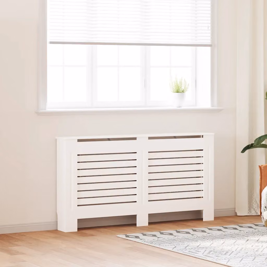 Copertura per radiatore vidaXL bianca in MDF, L: 152 cm, P: 19 cm, H: 81,5 cm