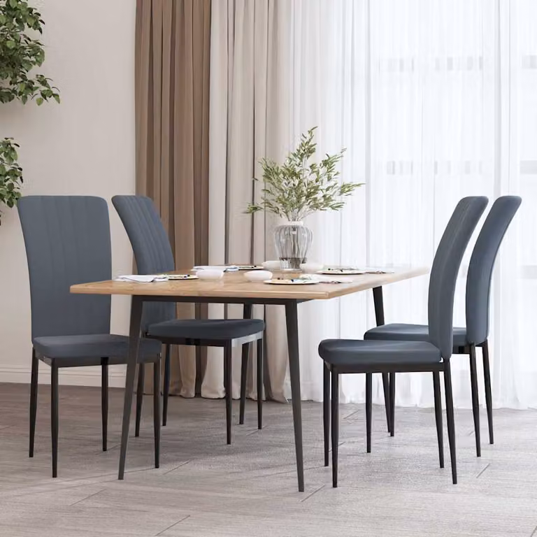 Set di 4 sedie da pranzo vidaXL in velluto grigio con struttura in metallo e plastica per soggiorno e cucina