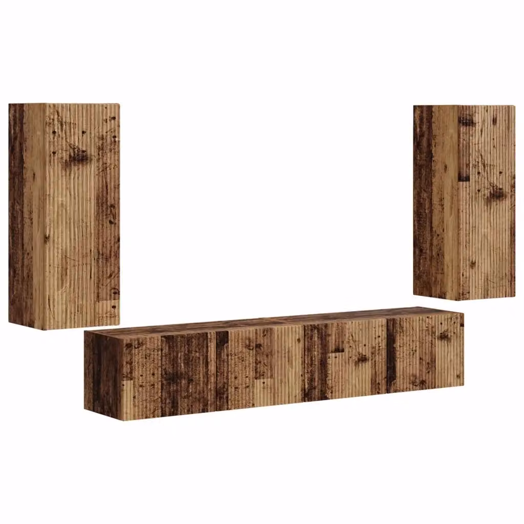 Set di 4 Mobiletti da TV da Parete Moderni vidaXL in Legno e MDF, Colore Marrone – 2