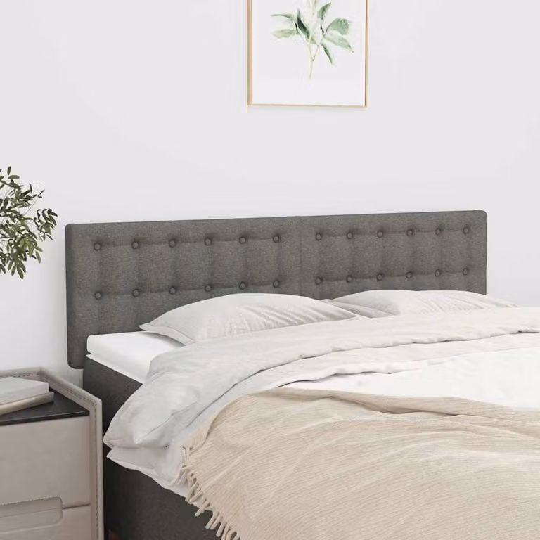 Testiera per letto vidaXL in tessuto grigio scuro con pannello imbottito L: 144 cm, P: 5 cm, H: 78-88 cm