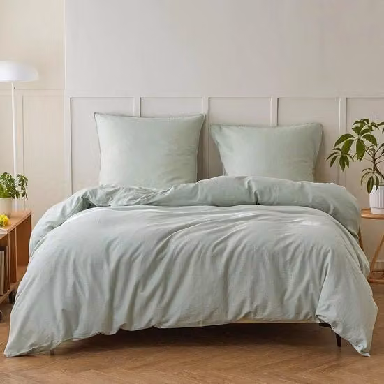 Set di Cuscini da Letto in Cotone e Lino, Respirante e Comodo, 220 x 240 cm - Grigio Chiaro -