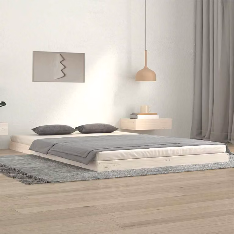vidaXL Giroletto in legno massello di pino bianco con doghe fisse L/P/H: 203.5 x 120 x 124 cm