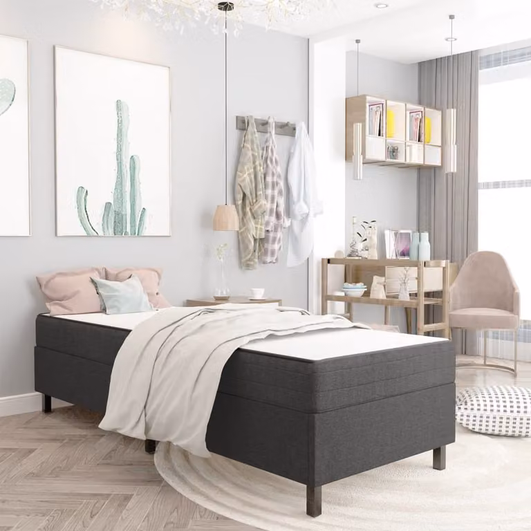 The Living Store Box spring bed tessuto grigio scuro 100x200 cm