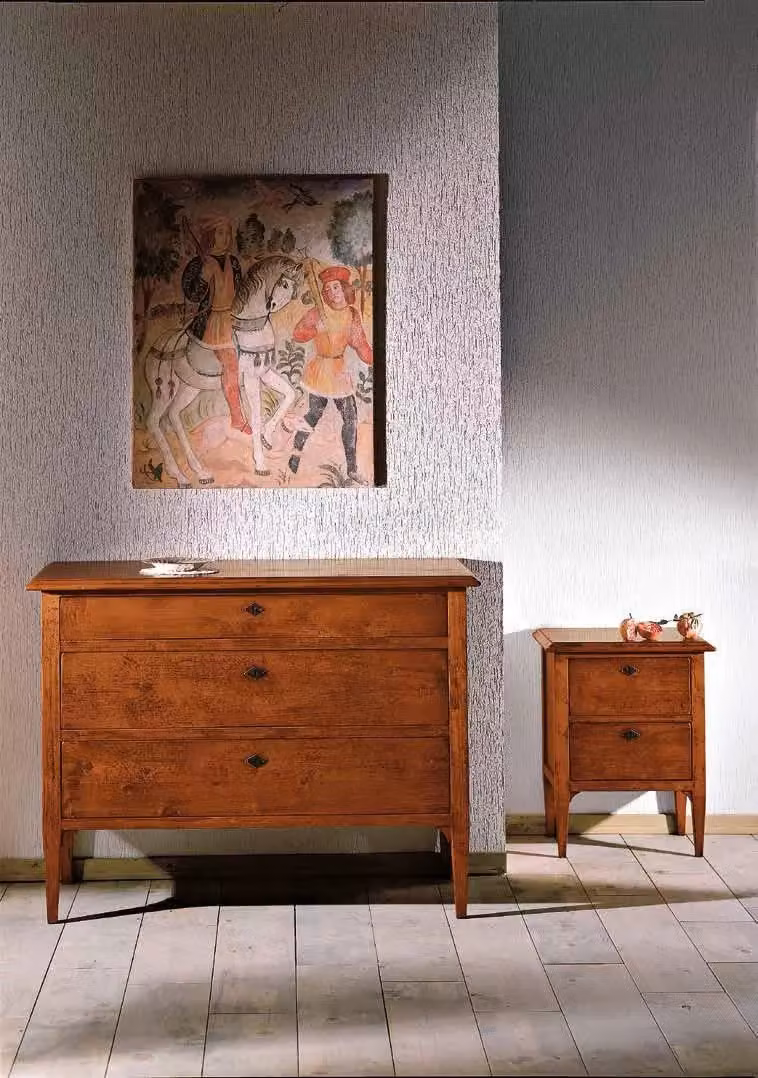 Comò con 3 cassetti in legno massello stile arte povera marrone Mobili 2G L/P/H: 123 x 56 x 92 cm – 2