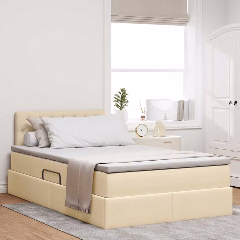 Letto con contenitore e materasso vidaXL in velluto beige L/P/H: 200 x 120 x 280 cm