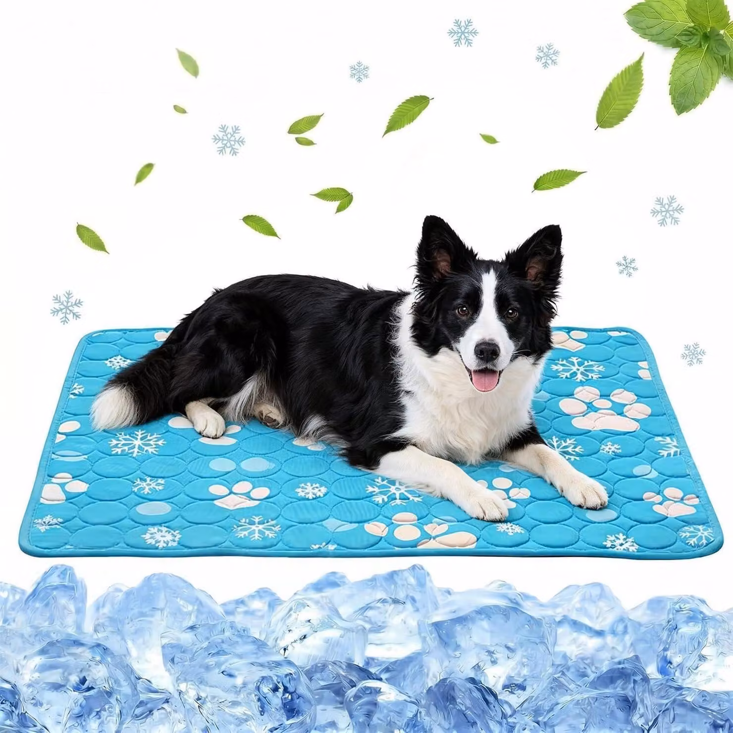 Tappetino refrigerante per cani, autorigenerante, lavabile, ideale per l'estate, colore blu, dimensioni 150x100 cm