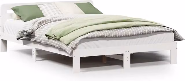 Letto matrimoniale Design In in legno massello di pino bianco con doghe fisse, L/P/H: 150 x 200 x 154 cm – 1