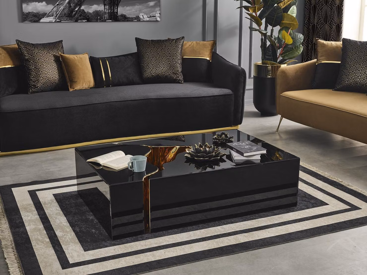 Couchtisch Design Möbel Luxus schwarz Modern Wohnzimmer Holz