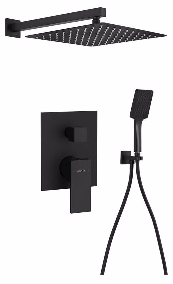 Set doccia a incasso CUBEMIX con rubinetto, 2 uscite, nero opaco