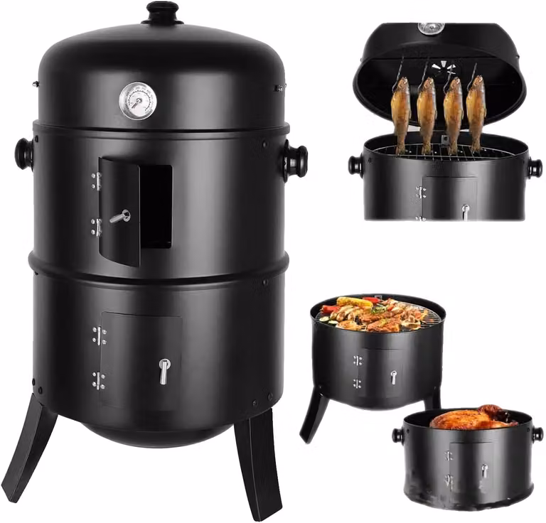 Barbecue a carbonella, design 3 in 1, termometro integrato
