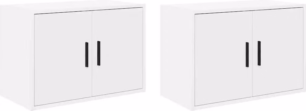 Pensili per Garage 2 pz Bianco in Legno Multistrato