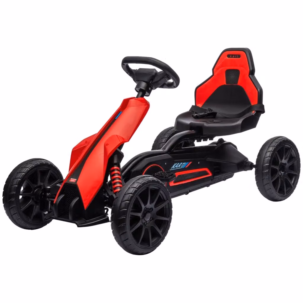 Go Kart a Pedali per Bambini 3-8 Anni con Sedile Regolabile e Ruote in EVA, L: 100 cm, P: 58 cm, H: 58.5 cm, Rosso Nero – 2