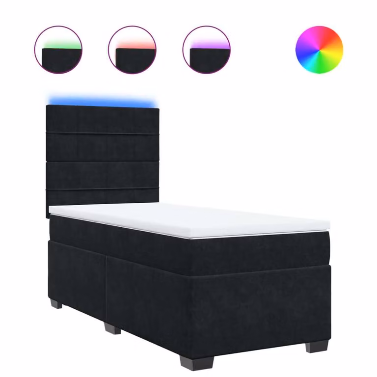 Giroletto a Molle con Materasso Nero 100x200 cm in Velluto