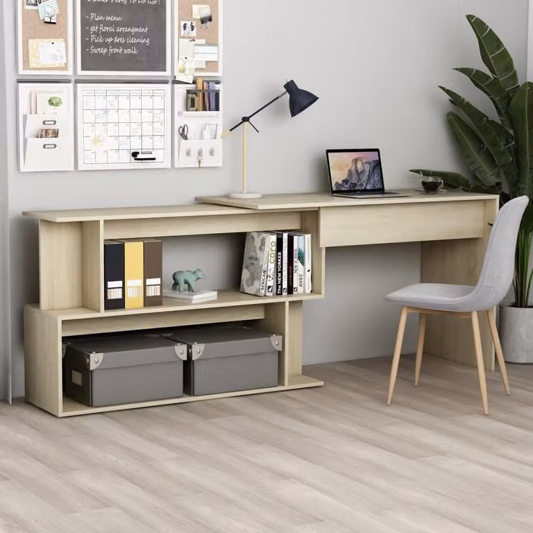 The Living Store Scrivania ad angolo rovere Sonoma 200x50x76 cm materiale legno