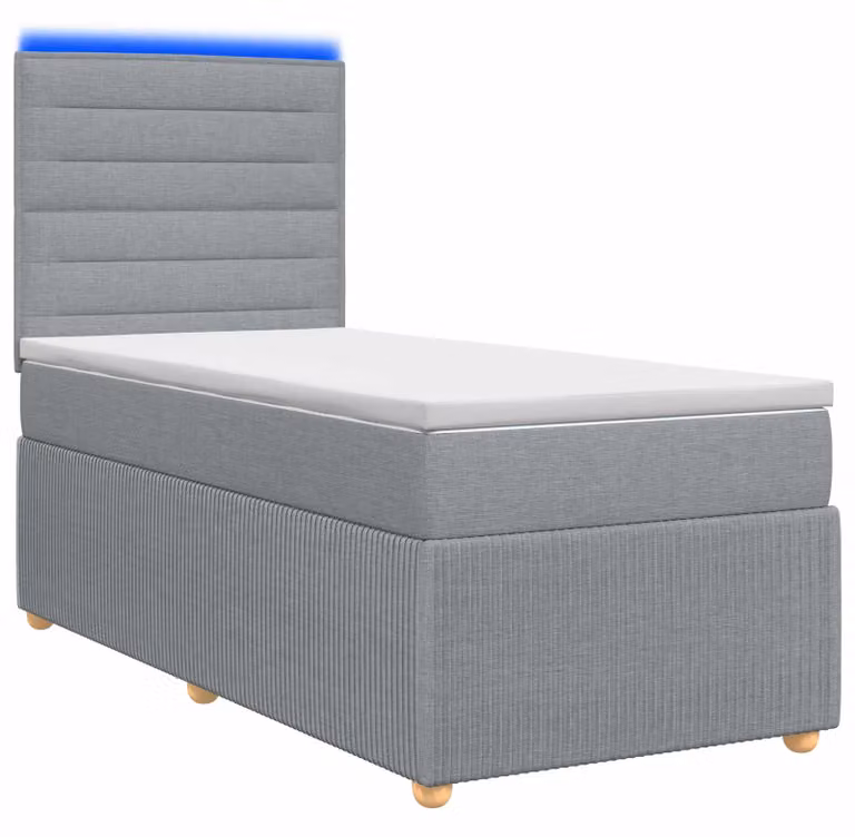 Letto boxspring LED con materasso Grigio chiaro 100 x 200 cm Tessuto