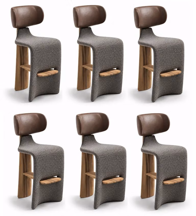 Set di sgabelli da bar, stile moderno, grigio, marrone, legno, eleganti, confortevoli