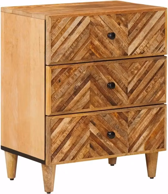 Comodino moderno vidaXL in legno di mango massello marrone L 50 cm, P 33 cm, H 60 cm