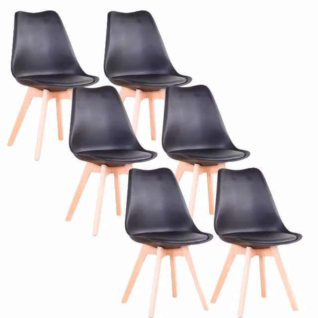 Set di sedie da sala da pranzo, design moderno e minimalista, seduta imbottita in PU, nero