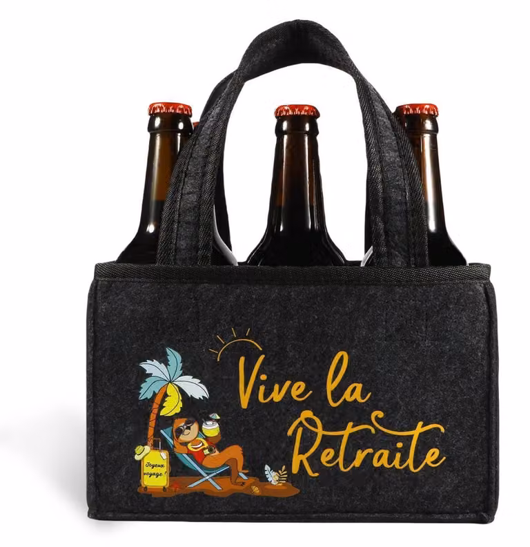 Borsa termica in feltro con motivo a tema "pensione", regalo per uomini, dimensioni 24x15x15 cm