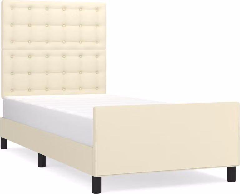 Giroletto con Testiera Crema 100x200 cm in Pelle finta