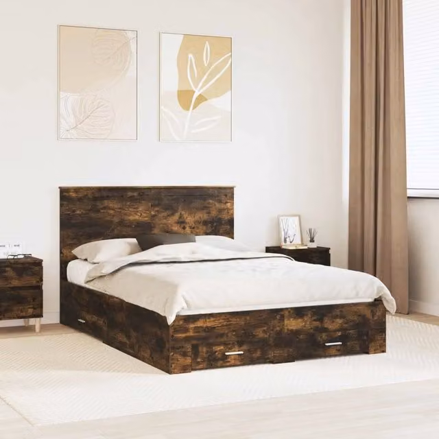 Struttura del letto-Giroletto Rovere fum¨¦ 140 x 200 cm Legno multistrato 198112