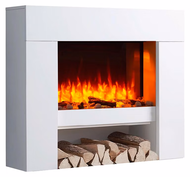 Stufa elettrica a colonna - 1000/2000 W - Effetto fiamma 3D - Bianca