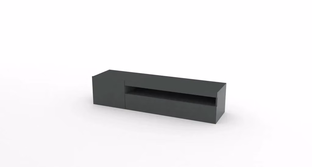 Porta TV DAIQUIRI con anta e anta ribalta in MDF Antracite Lucido L: 150 cm, P: 40 cm, H: 36,5 cm – 2