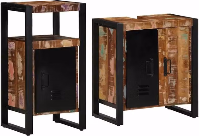 Set di mobili per il bagno 2 pz Multicolore e nero 3305599