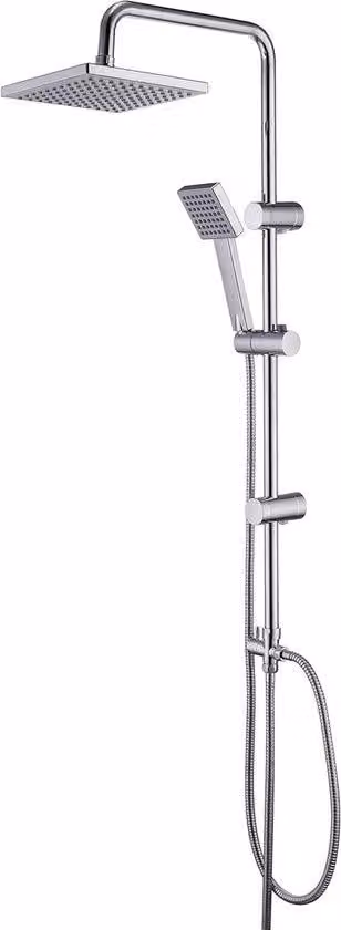 Soffione a pioggia in acciaio inossidabile - Colonna doccia regolabile - Cromo 20x20 cm