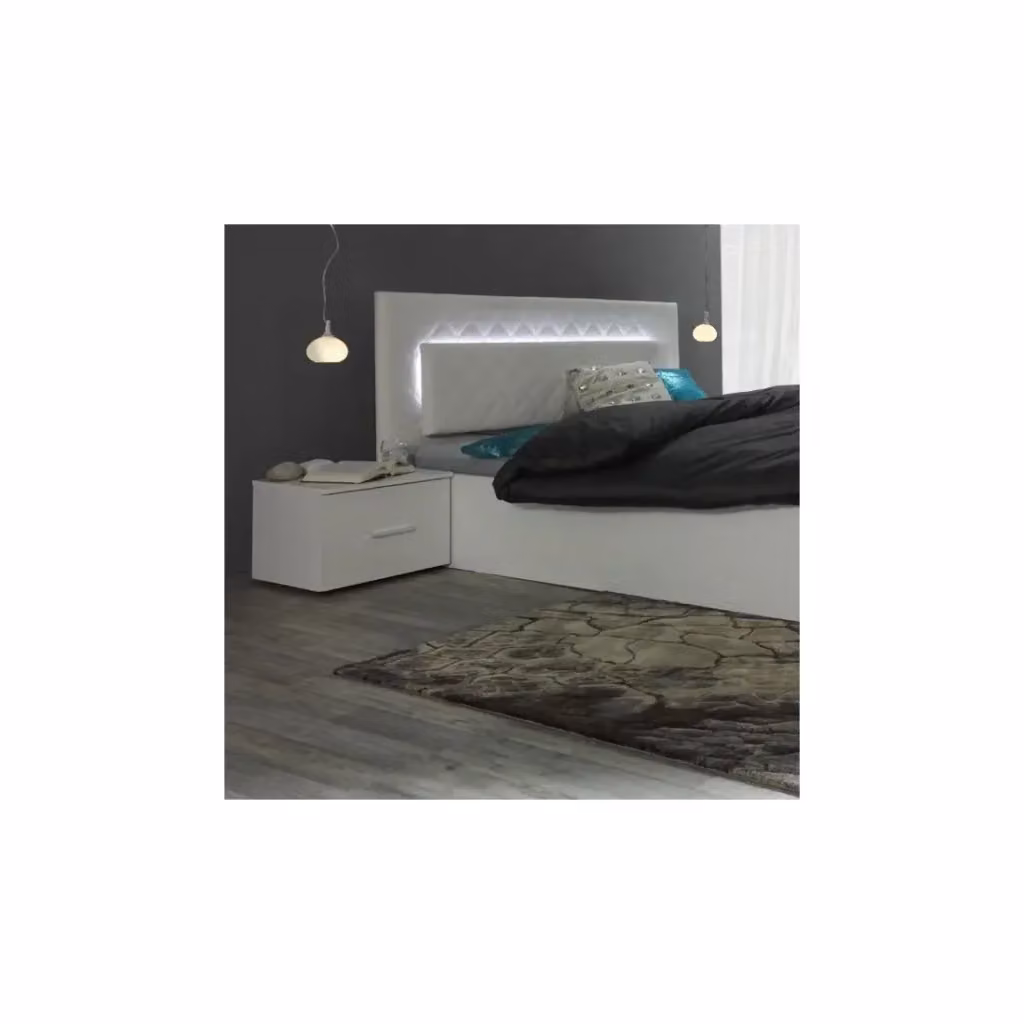 Set di due comodini PANAREA Meublorama in bianco lucido con illuminazione integrata e design moderno – 2