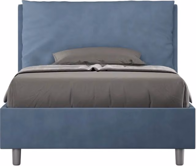 Letto Antea Large da 1 Piazza e Mezza Imbottito in Microfibra Blu L/P/H: 120 x 210 x 110 cm