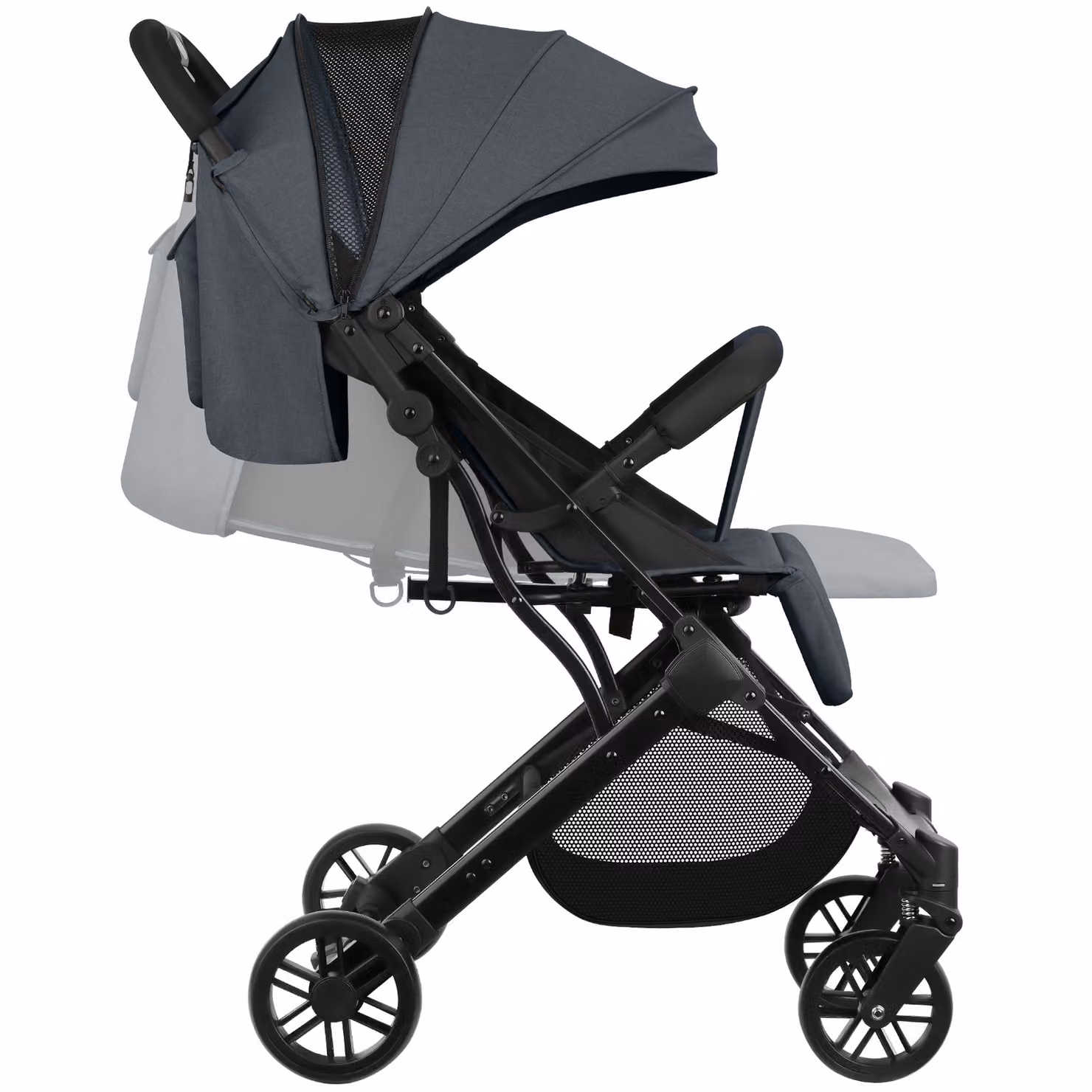 Buggy Tectake pieghevole con chiusura a una mano e ruote piroettanti, colore antracite