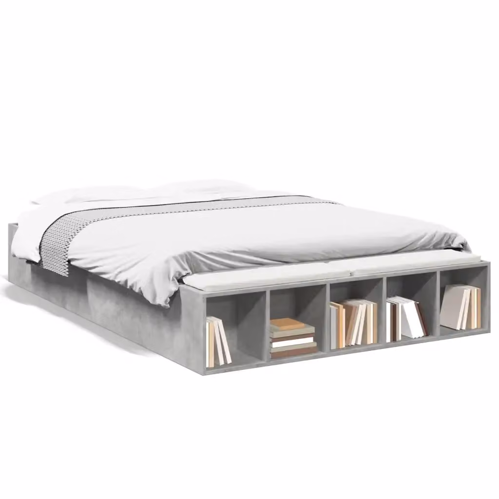 Letto con Giroletto Moderno vidaXL in Legno Multistrato Grigio L: 143 cm, P: 190 cm, H: 30 cm – 2