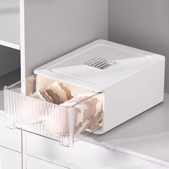 Contenitore trasparente impilabile - 34 x 26 x 15 cm - Bianco