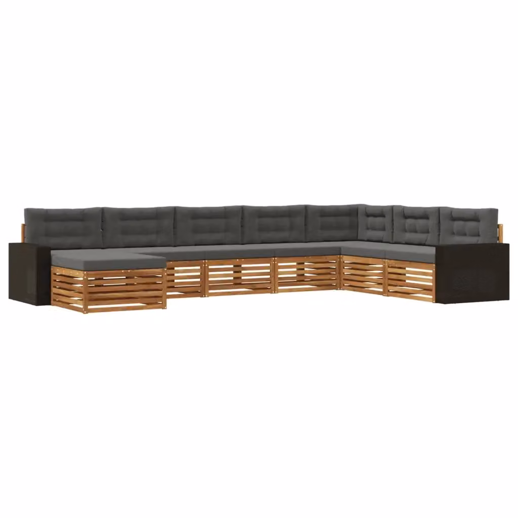 Set di divani da esterno a L vidaXL in legno di acacia con cuscini, beige e antracite, 8 pezzi – 2
