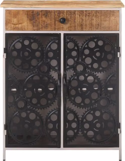 Credenza in legno di mango e metallo stile industriale vidaXL L: 60 cm, P: 35 cm, H: 75 cm