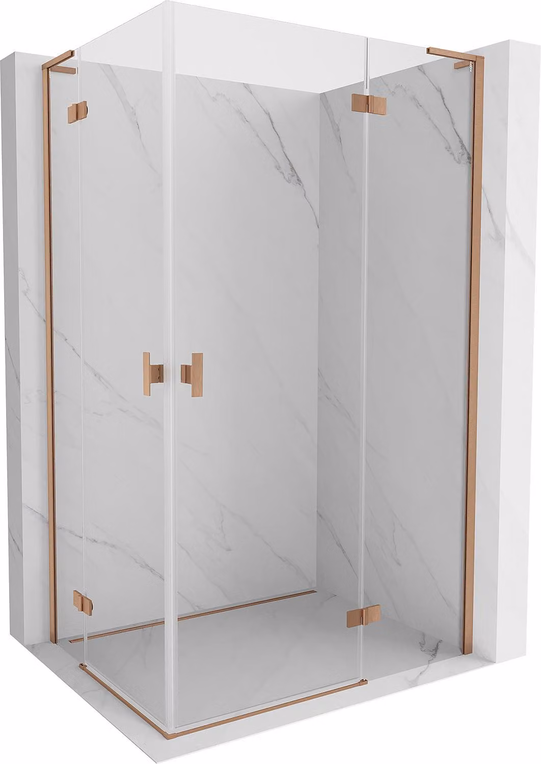 Mexen Mist-H L Duo cabina doccia a battente destra 100 x 120 cm, trasparente, rame spazzolato - 8A5L-100L-120P-65-00