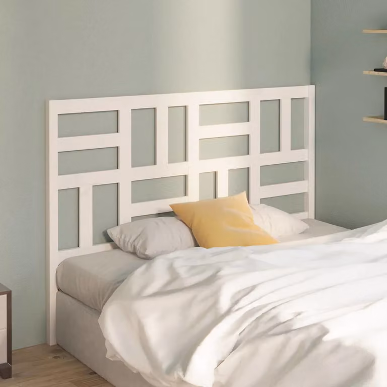 Testiera per Letto vidaXL in Legno Massello di Pino Bianco, Design Moderno e Geometrico, L 126 x P 4 x H 104 cm